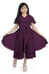 Jwalin Girl’s Calf Length Asymmetric Dresses (JWGFRK00377 Win 36_Wine_11-12Yrs)