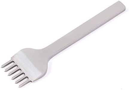 WUTA Sharp Leather Diamond Chisel Complete Polished Prongs Pricking iron Leather Hole Punch Stitching Tools (3.0mm-6 Teeth)