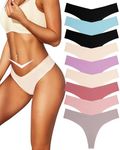 FINETOO 9 Pack Seamless Thongs for Women No Show Underwear V Waisted Comfortable Sexy Thong Panties XS-L