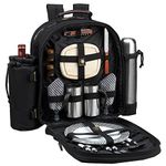 Picnic at Ascot Original Equipped 2 Person Picnic Backpack with Coffee Service, Cooler & Insulated Wine Holder - Designed & Assembled in the USA