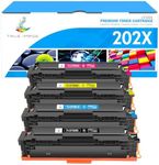 TRUE IMAGE Compatible Toner Cartridge Replacement for HP 202X CF500X CF500A 202A Color Pro MFP M281fdw M281cdw M254dw M281fdn 281fdw M254 M281 Toner Printer (Black Cyan Yellow Magenta, 4-Pack)