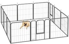PawHut Dog Pen, 12 Panels Puppy Pen for Small Dogs, 60cm High, Black