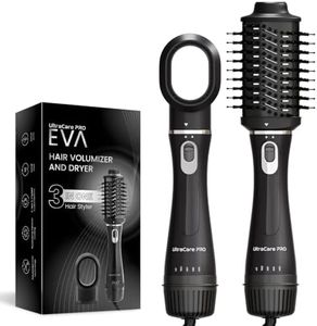 UltraCare PRO EVA Hair Volumizer and Dryer - 3 in 1 Hair styler- Dryer, Straightener & volumizer - 360* Air flow, Ionic technology, charcoal Bristles - Smooth, Frizz-Free, Voluminous Hair, 1200Watt