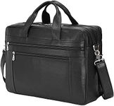 Tiding Genuine Leather Briefcase for Men 17" Computer Bag Business Travel Messenger Bag Black Handbag