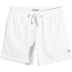 MaaMgic 5.5" Mens Athletic Gym Shorts with Pockets,Elastic Waist Quick Dry Breathable Workout Short Pants,White,Large