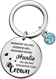 QMVMV Auntie Gifts - Portachiavi per zia di nipote, idea regalo per donne zie, ogni volta che ti senti travolto ricorda di chi sei e raddrizza la tua corona