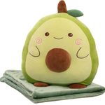 KARAZZO Cute Throw Pillow Plush Toy Stuffed Animal Soft Plushie Doll Gifts Kids Plush Pillows with Blanket (Avocado)