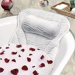 Bath Pillow for Tub Luxury Bathtub Pillow, Bath Tub Pillow Headrest with Soft 4D Mesh Fabric and 6 Non-Slip Suction Cups, Relaxing Bath Accessories Spa Gifts