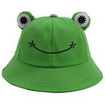 Orfila Cute Frog Bucket Hat Adult Cotton Fisherman Cap Packable Sun Hat Green