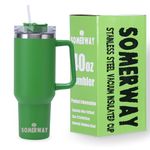 Somerway 1182ml Travel Mug 40oz Tumbler with Straw and Lid, Stainless Steel Double Wall Vacuum Insulated Coffee Mug for Hot and Cold Coffee, Travel Mug with Handle, Coffee Mug for On The Go Green