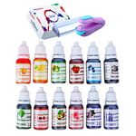 Natural Food Coloring and Soap Dye -Bundle of 12 (10ml) Liquid Bath Bomb Colorant 25 Wrap Bags 1 Sealer- Food Grade Skin Safe Dye for Slime Pigment Food Dye Bath Bombs DIY Making Crafts Supplies