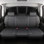 JOJOBAY Chevy Silverado Seat Covers,Leather Seat Covers for GMC Sierra,Custom Fit 2007-2024 1500 2500HD 3500HD Crew Double Extended Regular Cab,LT LZT RST(Rear Seat Covers,Black)