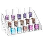 Kurtzy 3 Tier Nail Polish Rack - Clear Acrylic Organiser - L23.5 x W12.5 x H11.5cm / 9.25 x 4.92 x 4.53 Inches - Holds Up to 30 Standard Size Paint Bottles - Display on a Table, Desk or Shelf