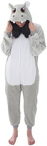 NEWCOSPLAY Unisex Adult Onesie Pajamas Animal One Piece Costume Cosplay Sleepwear, Hippo, X-Large
