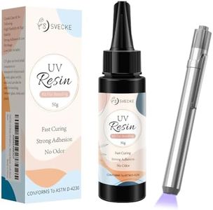 SVECKE UV Resin Kit with Light, 50g UV Glue Kit for Bonding, UV Resin with UV Flashlight for Resin Jewelry Welding Kit, Quick-Dry UV Adhesive for Plastic & Mental Repair, Craft Decor