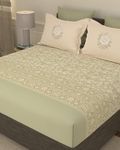 Portico New York Super King Size Flat 100% Cotton Super Soft Bedsheet with 2 Pillow Covers Glory (Pistachio)