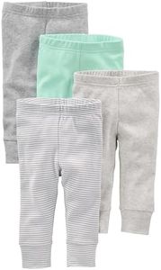 Simple Joys by Carter's 4-Pack Neutral Pant Pantalones, Gris/Gris Claro/Verde Menta/Rayas, 24 Meses (Pack de 4) Unisex-Baby