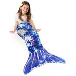 Catalonia Classy Mermaid Tail Blanket 155×50 cm, Fish Scale Pattern Snuggle Blanket for Girls Tenns, Wearable Fleece Sleeping Bags for Kids, Cozy Mermaid Birthday Gift for Adults Women