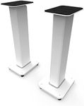 Kanto SX26W 26" Universal Fillable Speaker Floor Stands for Bookshelf Speakers | Cable Channel | Two Sizes Top Plate | Fill Bags Incl. | Pair | White