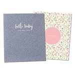 Peachly Minimalist Baby Memory Book for Girls Milestone Keepsake Journal | First Five Years Baby Girl Memory Book | Baby Keepsakes First Year Memory Book | Baby Girl Baby Book | Grey Linen Botanica