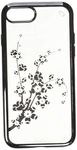 Asmyna Spots Electroplated Premium Candy Skin Cover (with Package) for Apple iPhone 7 - Black Glassy Spring Flowers