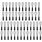 HASTHIP® 50Pcs Zipper Pulls Replacement, Zipper Tabs Black Cord Extender Zipper Pull for Backpack, Luggage, Purse, Jacket, Boot, Gloves