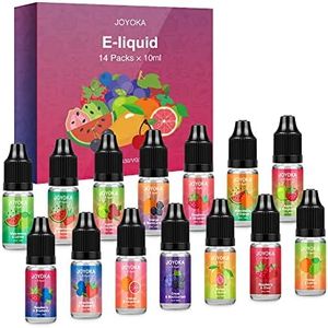 Joyoka 14x10ml Vaper Liquido Premium Ecig Vape Juice E Sabores jugosos 70/30 Eliquid para E Cig Cigarrillo Electrónico Vape Pen Box Mod Starter Kit Sin Nicotina