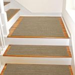 SMILOOL Non Slip Stair Landing Rug for Wooden Steps Indoor, Stair Landing Mat Square 20" x 32" Stair Landing Rugs for Wood Stairs, Machine Washable Carpet Stair Treads Matching Mats for Pet, Beige