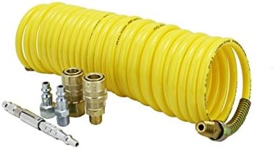 Milton (MK1669-1) 25-Foot Re-Koil Air Hose, M-Style Adjustable Pocket Blow Gun, and M-Style Air Coupler & Plug Kit - 1/4" Flow NPT, (6-Piece)