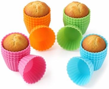 Bakerpan Silicone Mini Cupcake Liners 24 Pack - Reusable Non-Stick Muffin Cups - BPA-Free Baking Cups for Mini Muffin Pan, Candy & Chocolate Molds, 4 Vibrant Colors