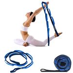 Signamio Strap/Stretch Bands/Belt 12 Loop Options with Extra Safe Adjustable, Durable Delicate Texture - Best for Daily Stretching, Physical Therapy, Fitness -Yoga, Exercise, Gym- 10 Loop-Blue-Black