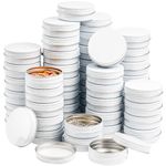 Foraineam 48 Pack 2 oz White Lip Balm Tin Cans - Aluminum Round Cosmetic Sample Containers with Screw Lid - Metal Empty Tins Storage Travel Tin Jars