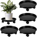 4 Packs Plant Caddy with Wheels 11.8" Plastic Rolling Plant Stands Heavy-duty Plant Dolly with Casters Indoor Outdoor Wheeled Plant Roller Base Large Planter Saucers Plant Mover, Black