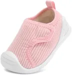 STQ KIDS Toddler House Shoes Lined Wide Toe Box Girls Sneakers Winter Warm Cozy for Indoor Comfortable with Hook and Loop Pink Toddler 18-24 Months