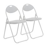 Harbour Housewares Padded Folding Chairs - White/White - Pack of 2