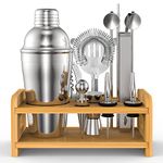 Vinsani 15 Pieces Cocktail Shaker Set Premium Stainless Bartender Mixing Accessories Kit Professional Bartending and Home Bar Tools Alcohol Cocktails Drink Maker Gin Martini Vodka Tonic