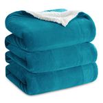 Bedsure Sherpa Fleece Blanket Queen Size for Bed - Thick and Warm Blankets, Soft and Fuzzy Queen Blanket for Bed, Teal, 90x90 Inches