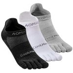 aomagic Toe Socks Womens Men Breathable Sports Running Ankle Five Finger Socks Low-Cut 3 Pairs Black/white/Grey - Medium