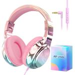 JYPS Kids Headphones, Metallic Look Childrens Headphones for Kids Wired, with 85/94dB Volume Limit, Sharing Function, Toddler Headphones Age 2+ for iPad/Fire Tablet/School with Mic, for Boys Girls