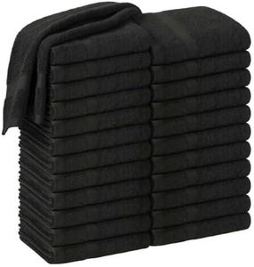 HOME ESSENTIALS Black Cotton Salon Towels, 100% Cotton, Not Bleach Proof, 15 x 25 Inches, Pack of 24, Gym Bath Spa Beach