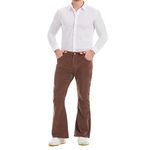 Wbestwind Men's Relaxed Vintage 60s 70s Corduroy Slim Bell Bottom Stretch Fit Classic Comfort Flared Flares Retro Leg Pants, Brown, 4X-Large