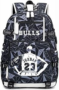 Lorh's store Jugador de Baloncesto Jo-rdan Mochila Luminosa Estudiante de Viaje Mochila para fanáticos para Hombres Mujeres (Gris - Patrón 4)