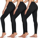 ATHLIO Women's Thermal Yoga Pants, Fleece Lined Compression Workout Leggings, Winter Athletic Running Tights, Thermal Leggings 3pack LXP83-BLK Medium