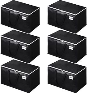 EpicTotes Extra Large Moving Boxes-Moving Bags with Zipper, Carrying Handles and Tag Pocket-Moving Supplies for Space Saving-Totes for Storage - for moving, Storage, Camping and Travel 125L-6 Pack