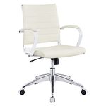 Modway Jive Ribbed Mid Back Executive Office Chair, White Vinyl