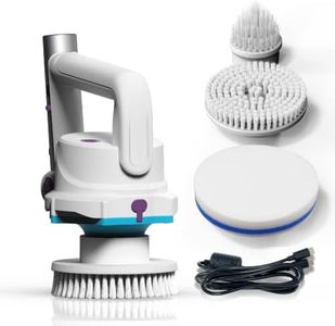 KOKIDO Rechargeable Pool Scrubber, Compact Electric Pool Cleaning Brush for Walls, Waterline & Steps, 3‑in‑1 Pool Brush, 40‑Min Runtime, Pivot Handle - Ideal for Quick Pool Maintenance & Spot Cleaning