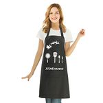 Cooking apron, barbecue apron with adjustable neckband and 2 pocket, 100% waterproof professional quality, suitable for home, Christmas, restaurant, handicraft, garden, barbecue, school, cafe, (black)