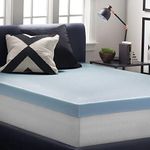 LUCID 4 Inch Gel Memory Foam Mattress Topper-Ventilated Design-Ultra Plush-Queen Blue