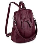 Anti Theft Backpack for Women Mother Mum Bowknot Ladies Laptop Rucksack Bag Travel Shoulder Handbag Vegan Leather by UTO Wine Red