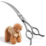 FOGOSP Professional 45°Curved Grooming Scissors for Dogs 6.5 in Big Arc Curved Shears for Professional Groomer Japan 440C High-Carbon Steel Right Hand Matte